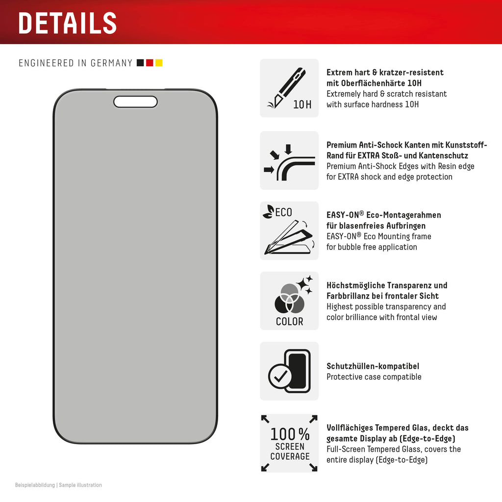 DISPLEX Privacy Panzerglas 17 Pro Max