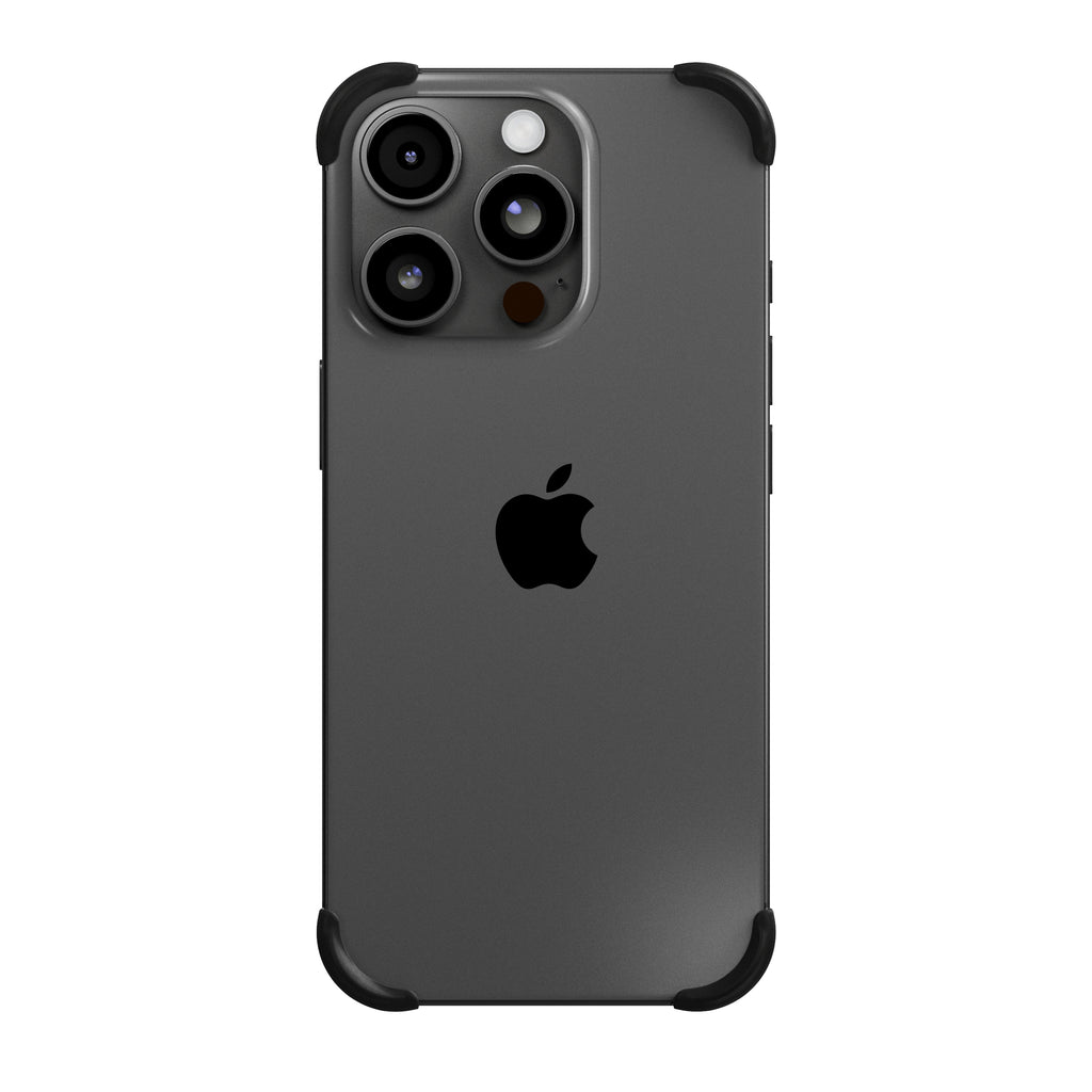 EKE minimalistische iPhone 16 Pro und iPhone 16 Pro Max Hülle in Schwarz mit Eckenschutz, Rückansicht