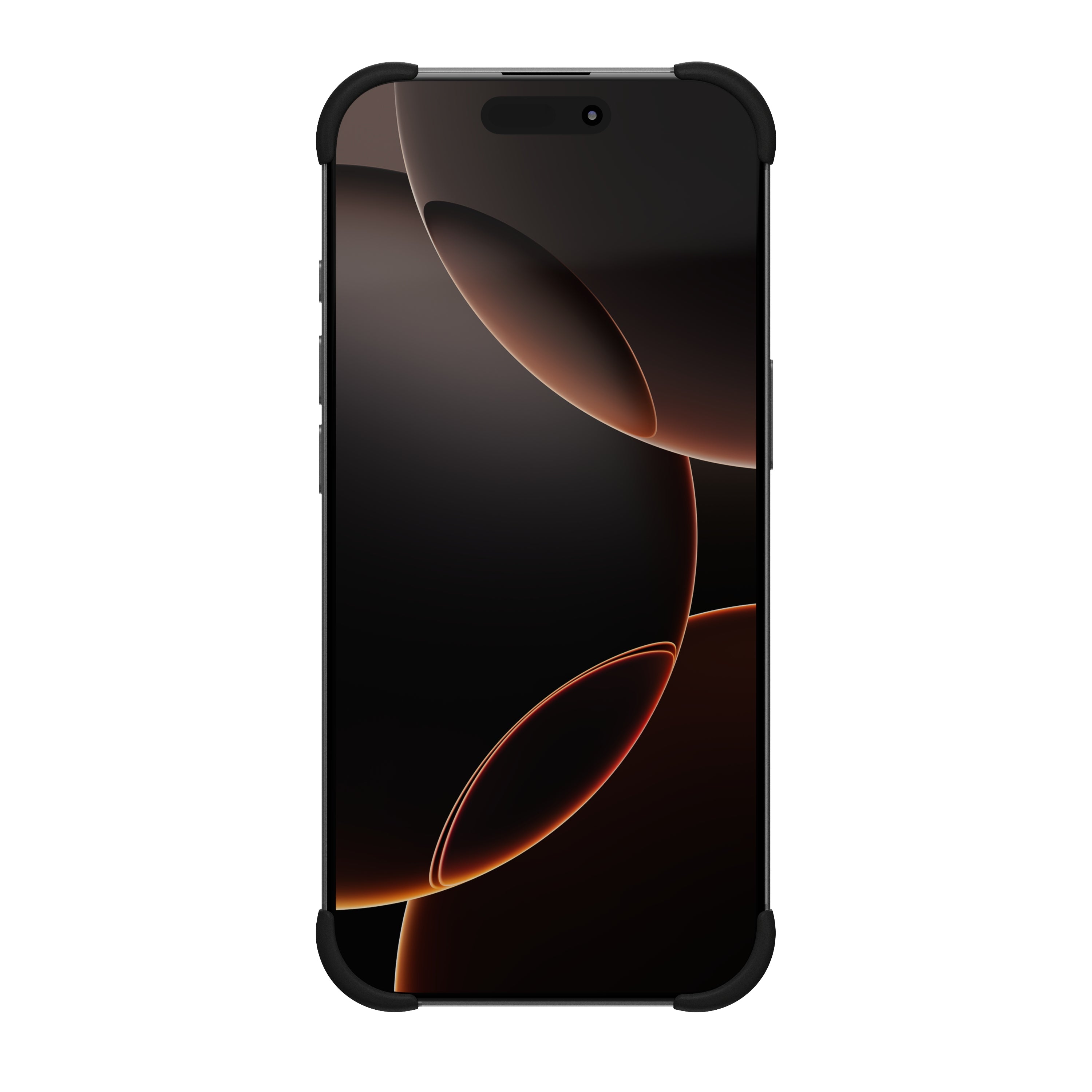 EKE minimalistische iPhone 16 Pro und iPhone 16 Pro Max Hülle in Schwarz mit Eckenschutz, Frontansicht