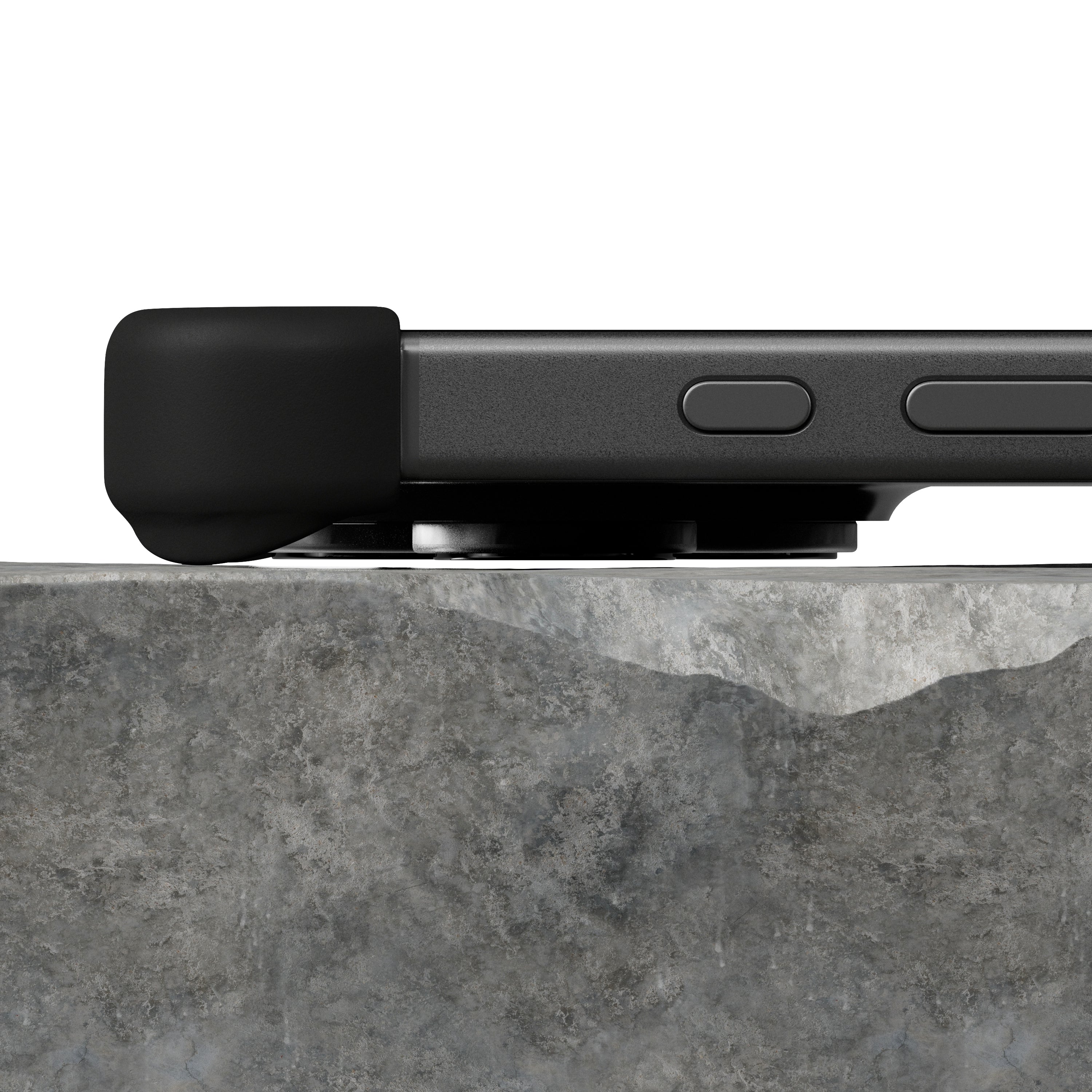 EKE minimalistische iPhone 16 Pro und iPhone 16 Pro Max Hülle in Schwarz mit Eckenschutz, Unteransicht

