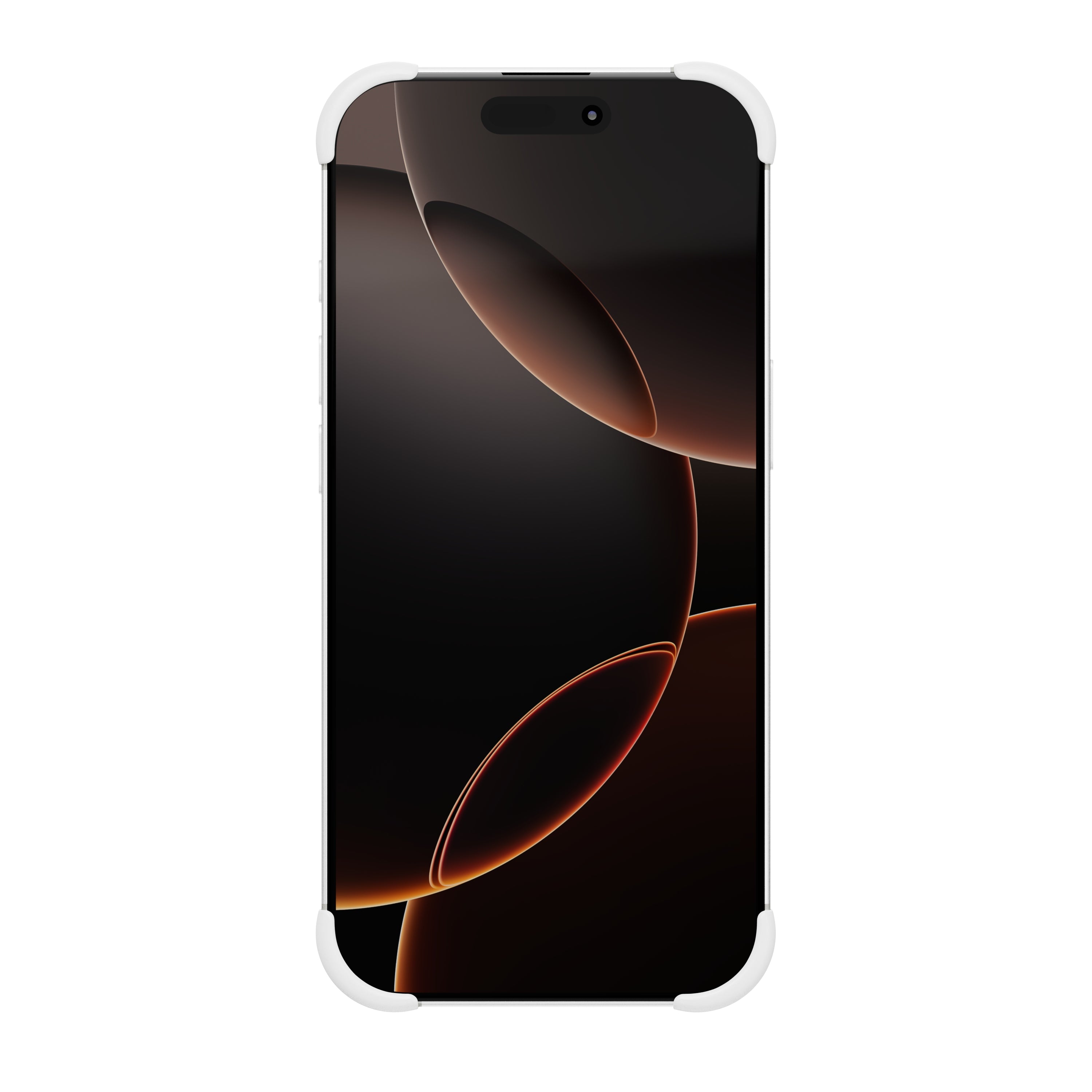 EKE minimalistische iPhone 16 Pro und iPhone 16 Pro Max Hülle in Weiß mit Eckenschutz, Frontansicht