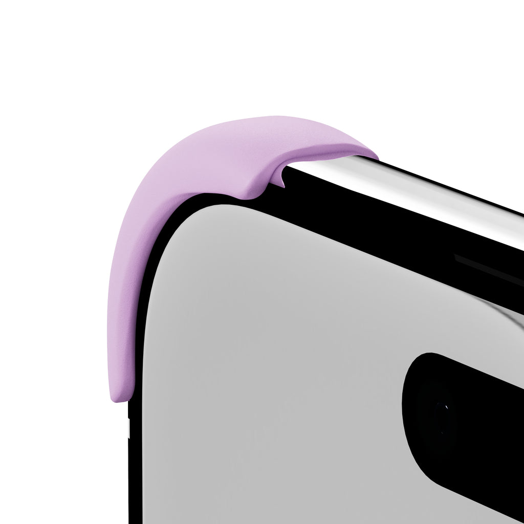 EKE minimalistische iPhone 17 Air Hülle in Lavendel mit Eckenschutz, linke obere Seitenansicht