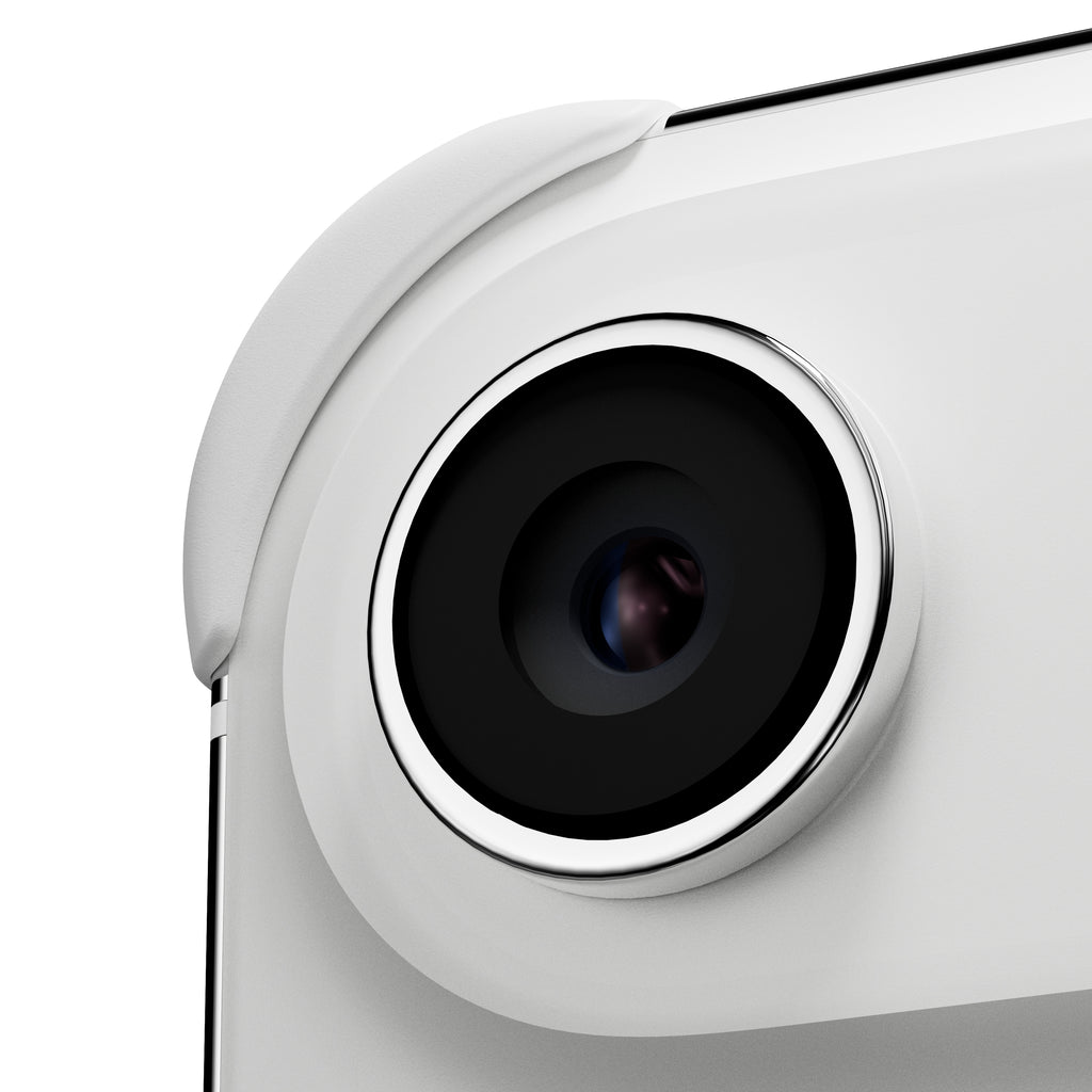 EKE minimalistische iPhone 17 Air Hülle in Weiß mit Eckenschutz, Detailansicht der Kamera Linse