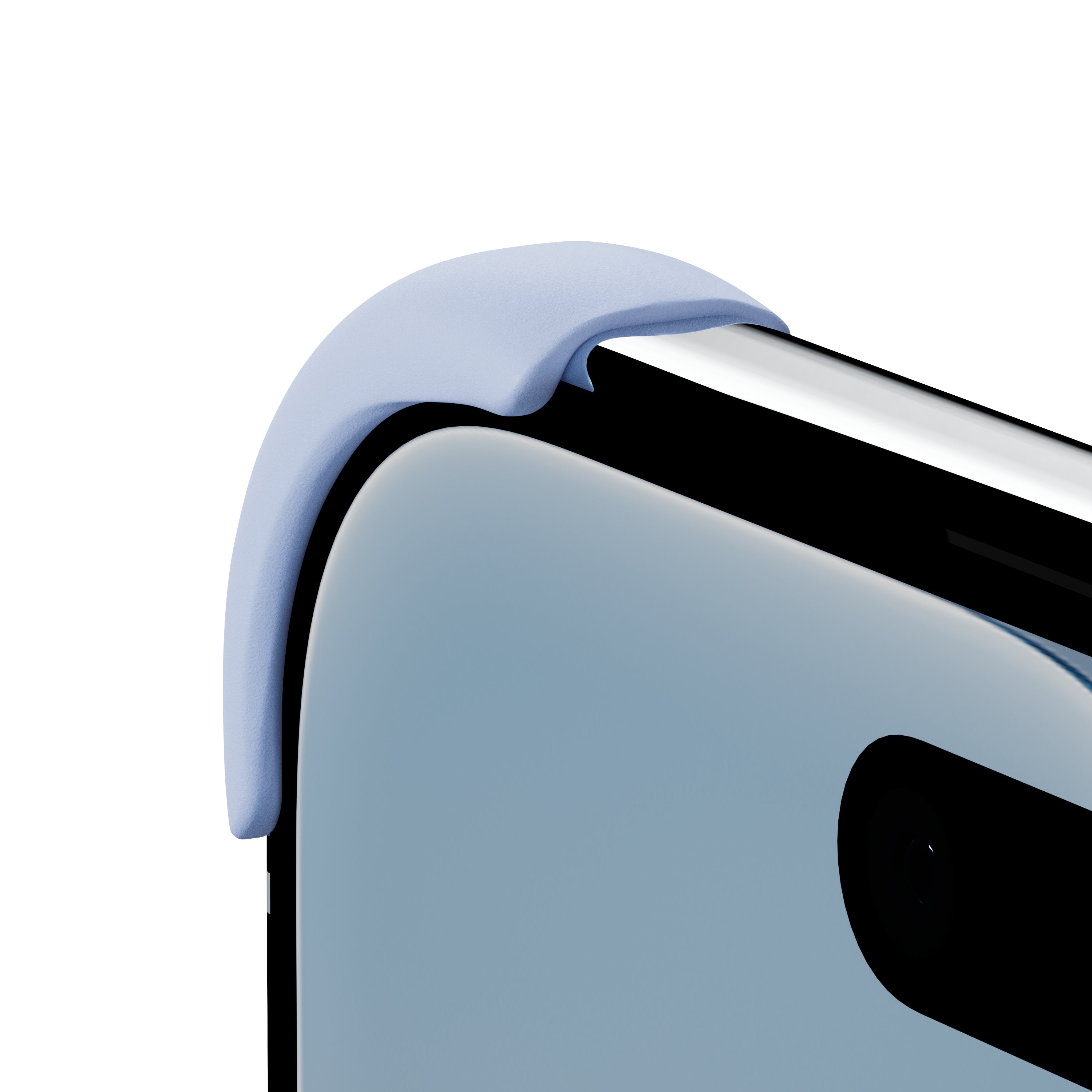 EKE minimalistische iPhone 17 Air Hülle in Blau mit Eckenschutz, linke obere Seitenansicht