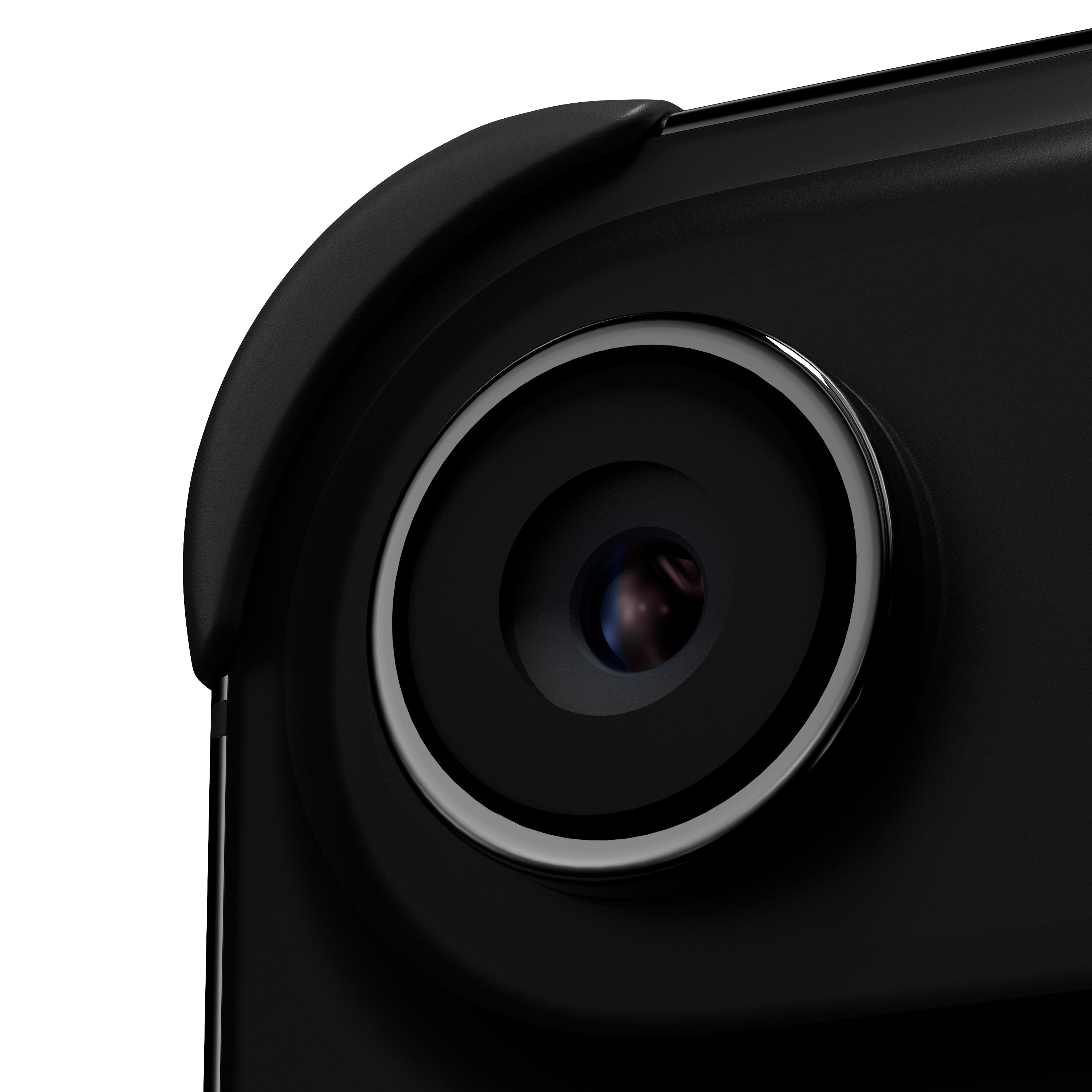 EKE minimalistische iPhone 17 Air Hülle in Schwarz mit Eckenschutz, Detailansicht der Kamera Linse