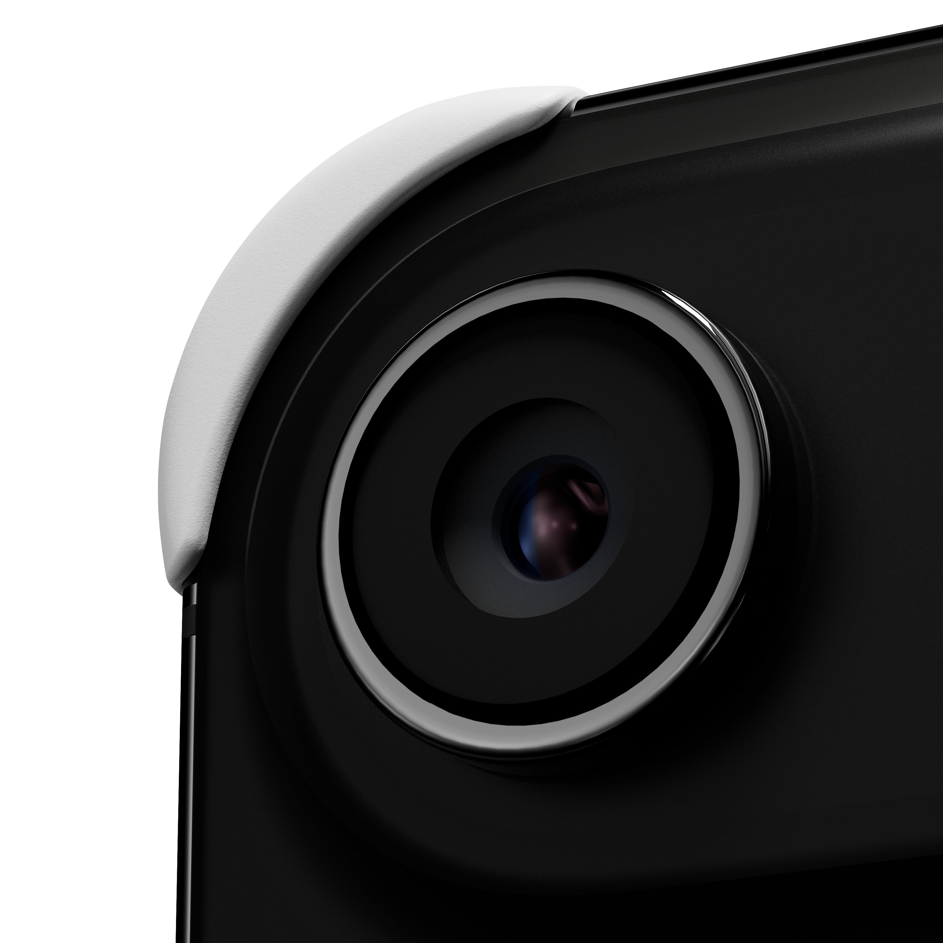 EKE ECKE minimalistische iPhone 17 Air Hülle in Weiß mit Eckenschutz, Detailansicht der Kamera Linse