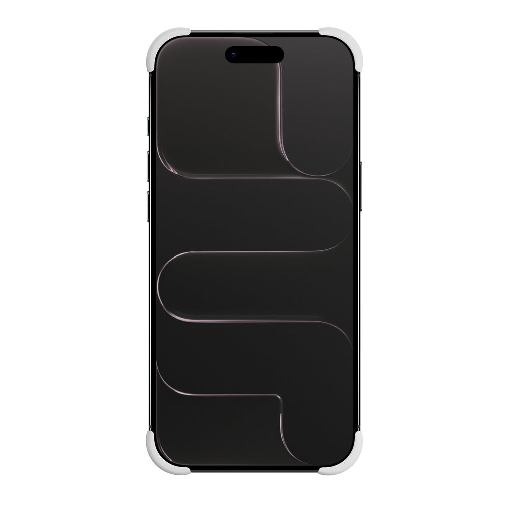 EKE ECKE minimalistische iPhone 17 Air Hülle in Weiß mit Eckenschutz, Frontansicht