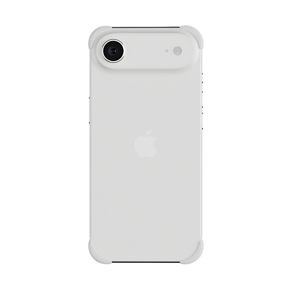 EKE minimalistische iPhone 17 Air Hülle in Weiß mit Eckenschutz, vollständige Rückansicht