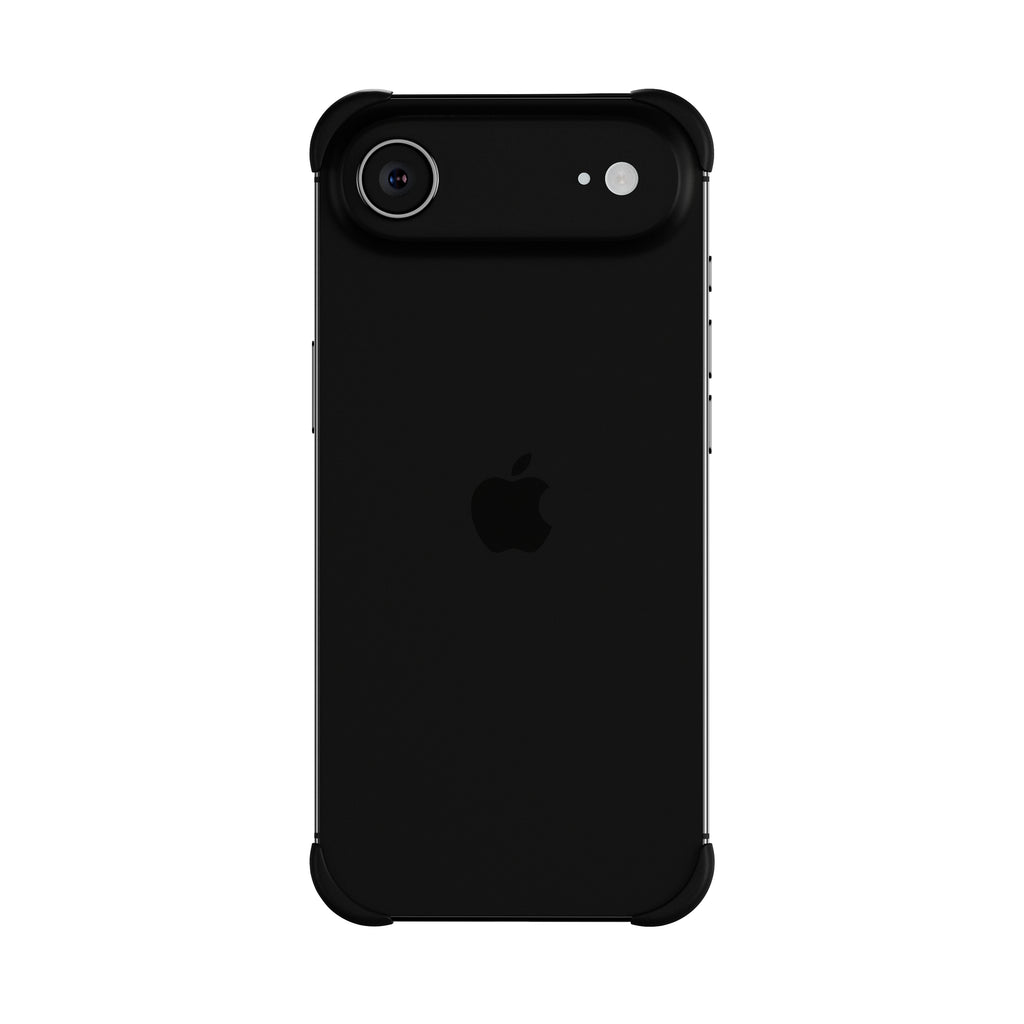EKE minimalistische iPhone 17 Air Hülle in Schwarz mit Eckenschutz, vollständige Rückansicht