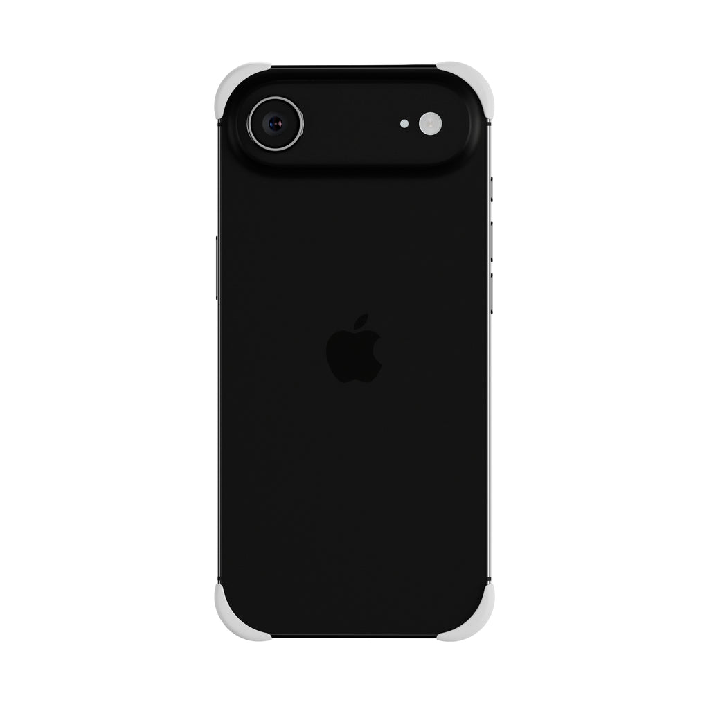 EKE ECKE minimalistische iPhone 17 Air Hülle in Weiß mit Eckenschutz, vollständige Rückansicht
