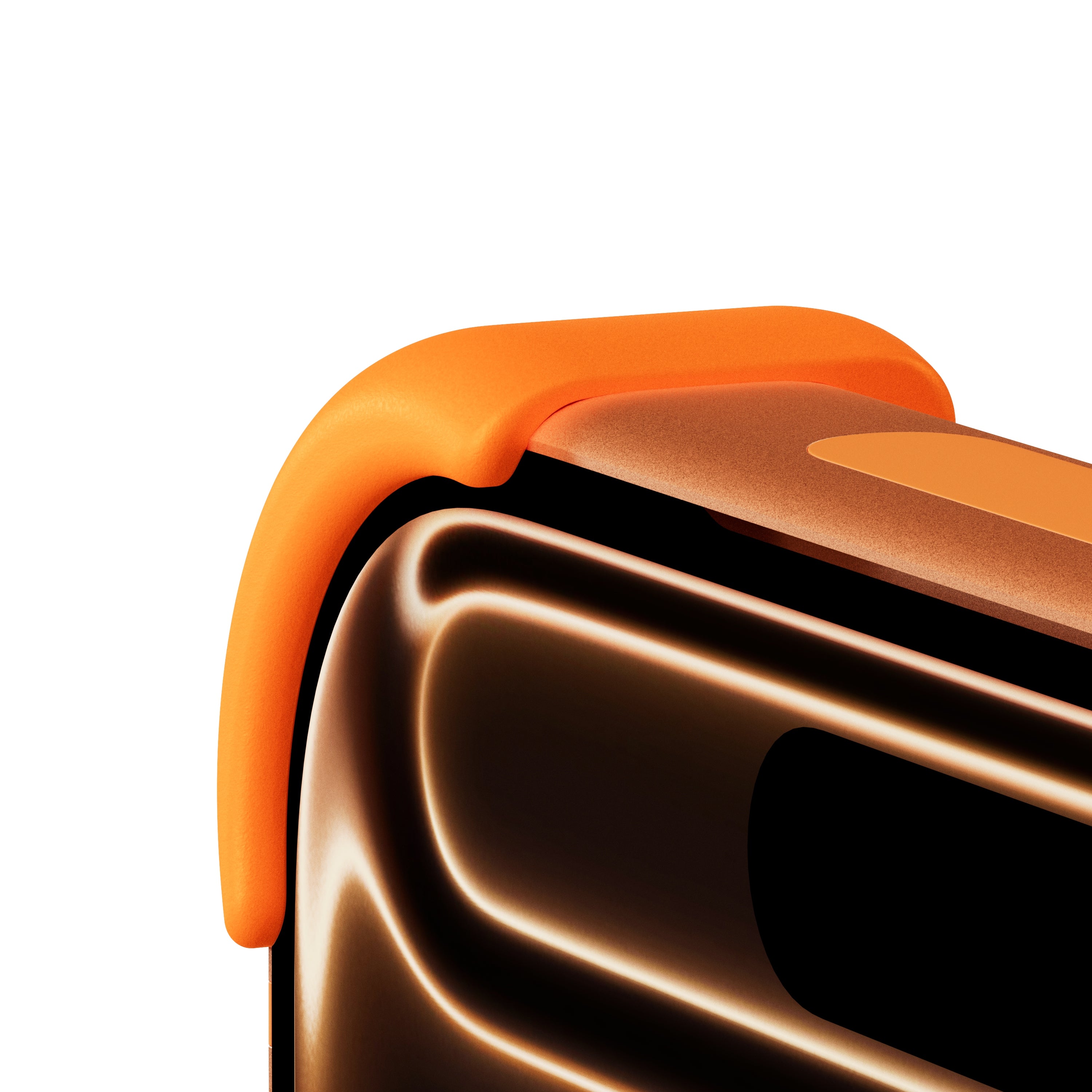 EKE minimalistische iPhone 17 Pro Hülle in Orange mit Eckenschutz, linke Seitenansicht