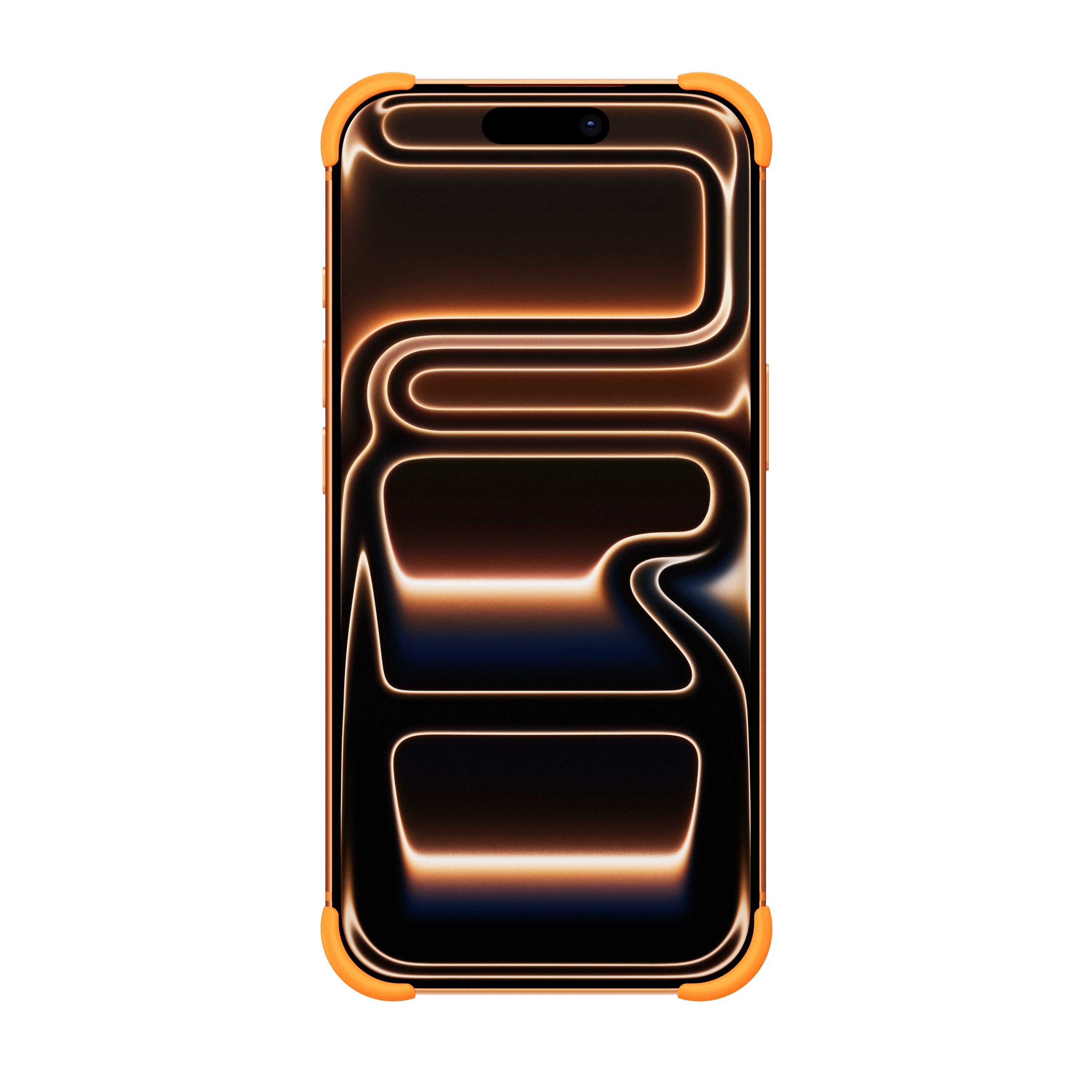 EKE minimalistische iPhone 17 Pro Hülle in Orange mit Eckenschutz, Frontansicht
