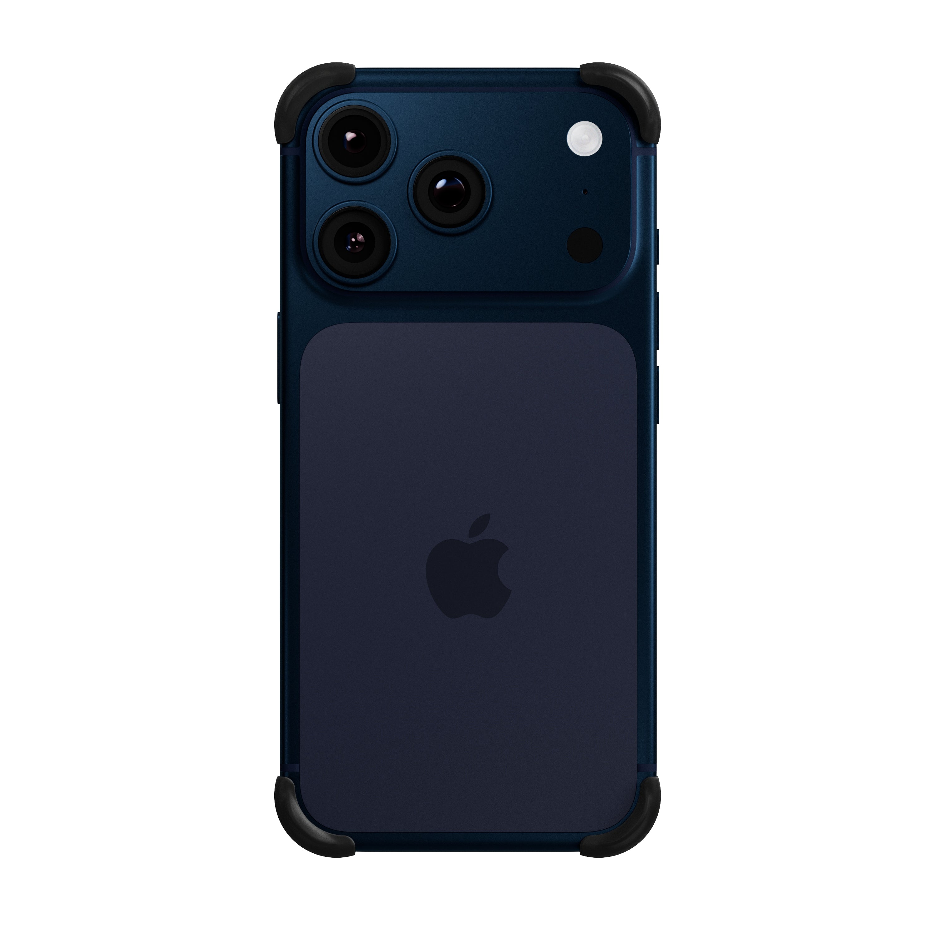 EKE minimalistische iPhone 17 Pro Hülle in Schwarz mit Eckenschutz, Rückansicht
