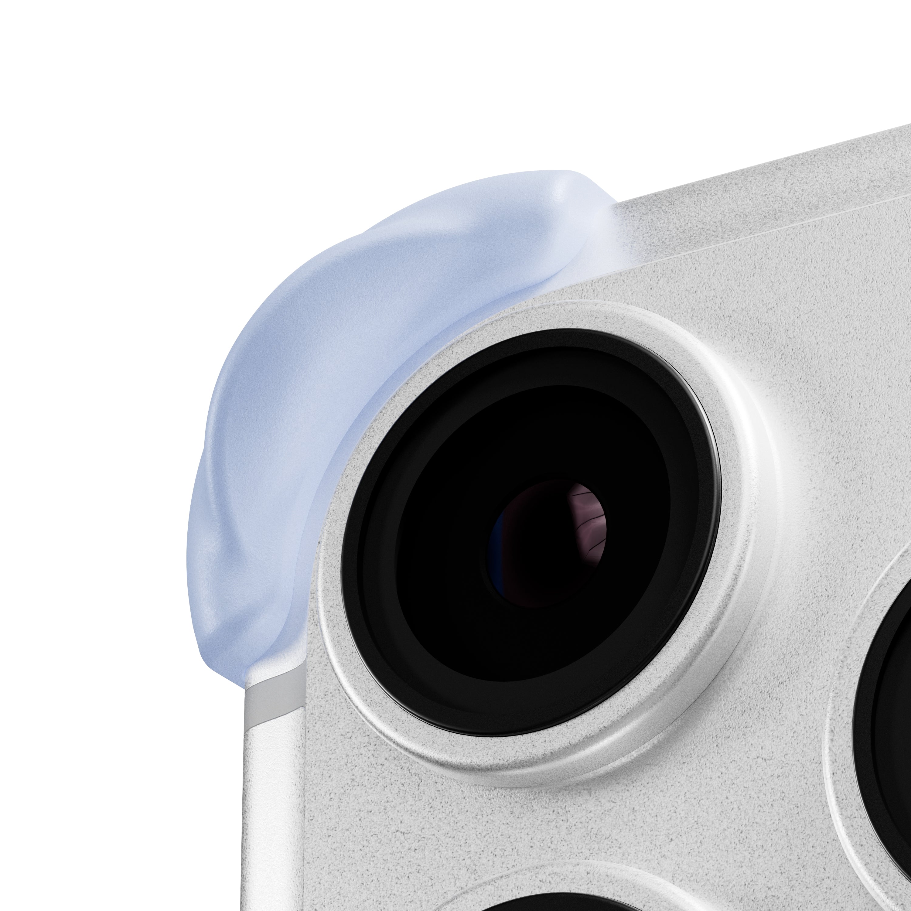 EKE minimalistische iPhone 17 Pro Hülle in Blau mit Eckenschutz, Detailansicht der Kamera Linse
