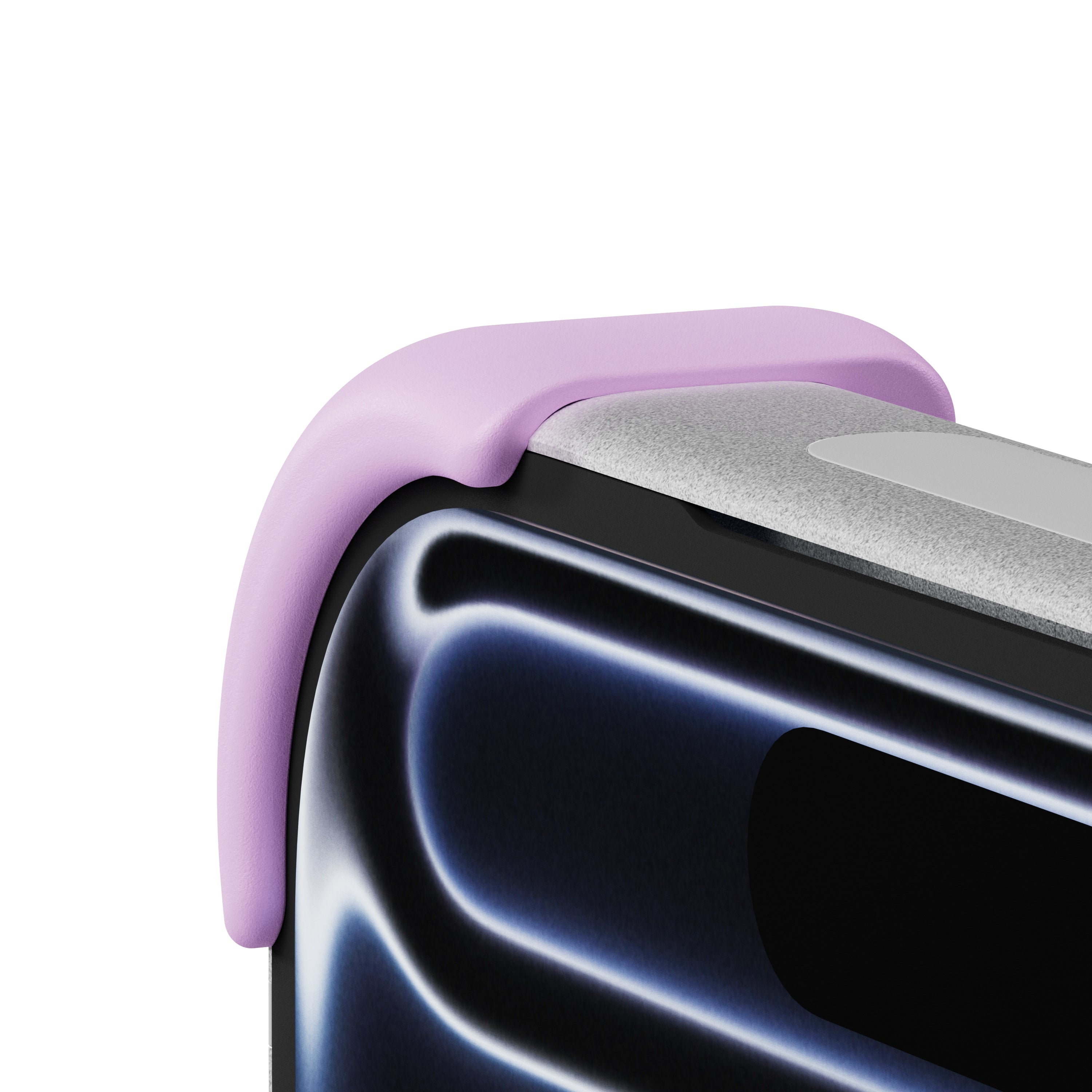 EKE minimalistische iPhone 17 Pro Hülle in Lavendel mit Eckenschutz, linke Seitenansicht
