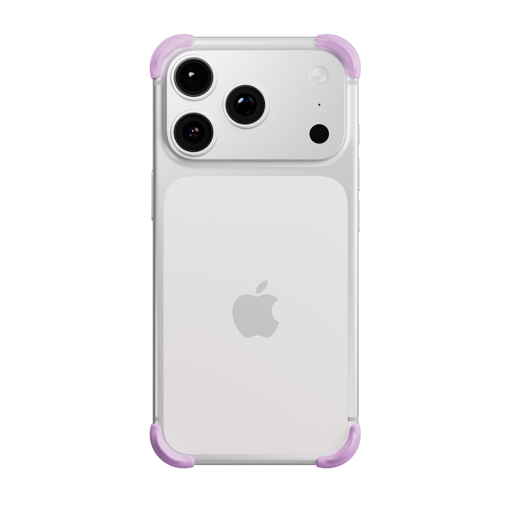 EKE minimalistische iPhone 17 Pro Hülle in Lavendel mit Eckenschutz, Rückansicht
