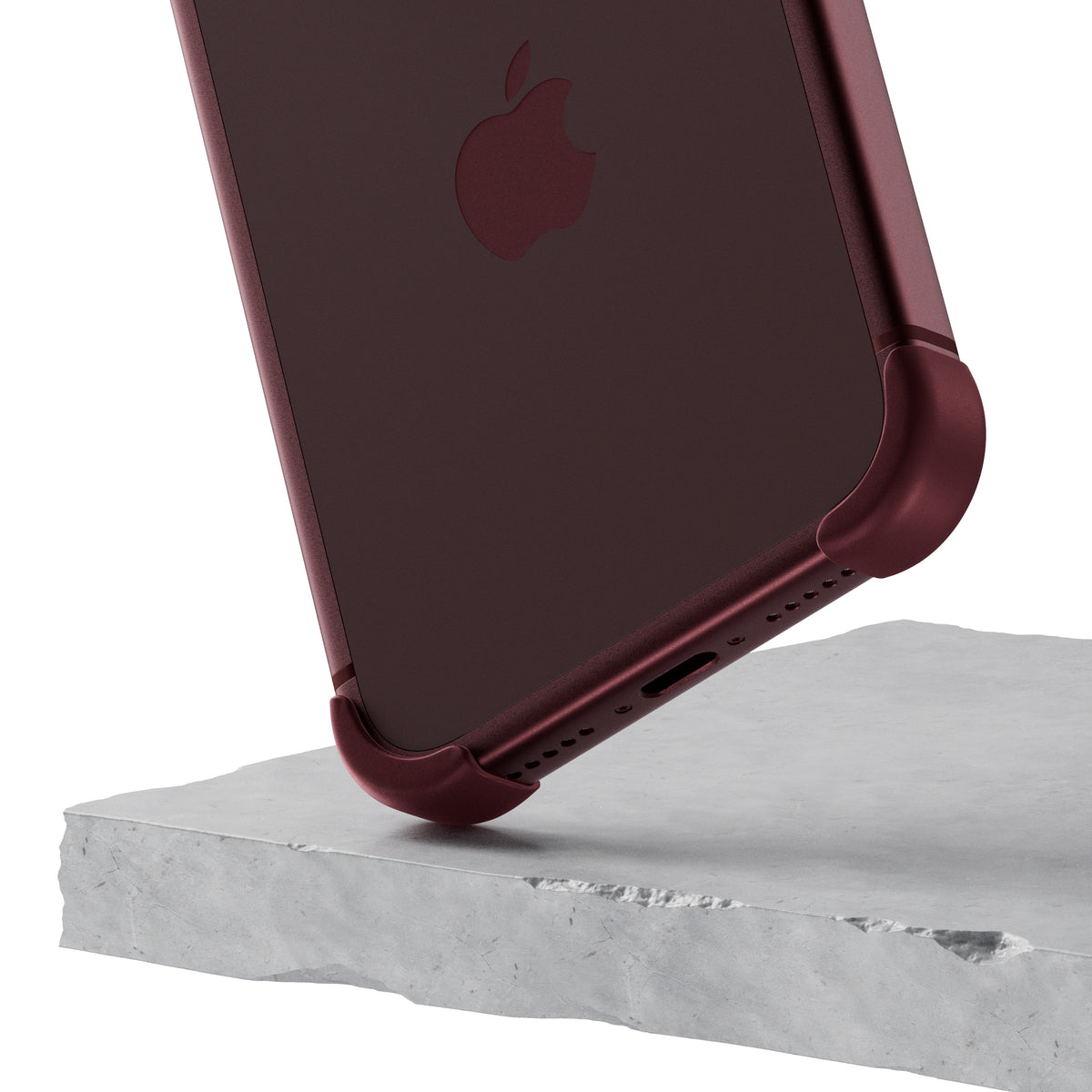 EKE 2.0 minimalistische iPhone Hülle in Burgundy mit Eckenschutz, Unteransicht