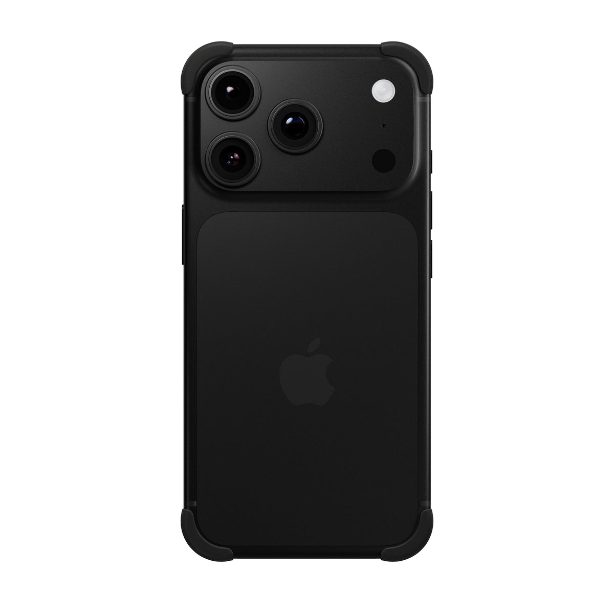 EKE 2.0 minimalistische iPhone Hülle in Schwarz mit Eckenschutz, vollständige Rückansicht